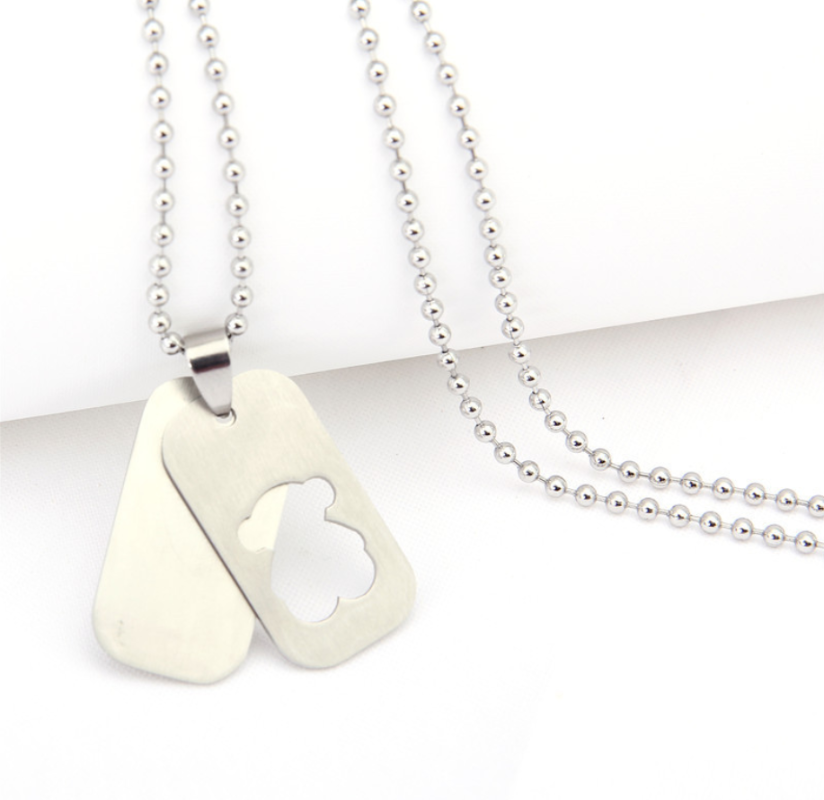 

Stainless Steel Charm Hollow Bear Chain Necklaces For Women Gold Color Fashion Animal Necklace Man Jewelry Gift