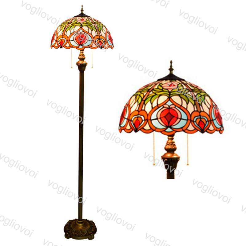

Floor Lamps European Retro Multicolor Glass Flat peach 16 Inch 110-240V Foot / Zipper Switch For Living Dining Room Bedroom Bar DHL