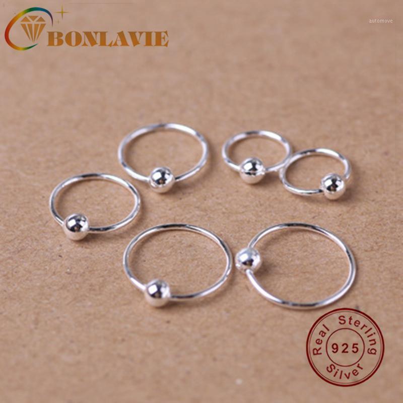 

BONLAVIE 925 Pure Silver Earrings Wholesale Women's Plain Silver Ball Small Circle Earrings Bead Gifts for Women1