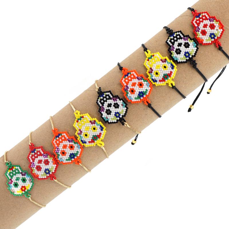

Gothic Irregular Colorful Woven Bracelet For Women Girl Halloween Gifts Funny Manual Bracelet For Friends Skull Handmade New