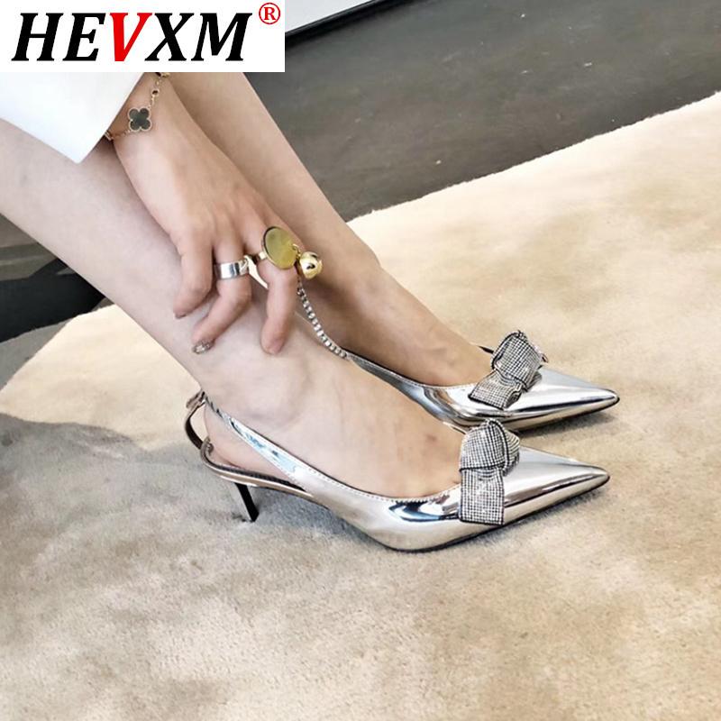 

2021 New Brand Women Sandal Bling Rhinestones Butterfly-knot Party Pump Shoes Elegant High Heel Wedding, Silver