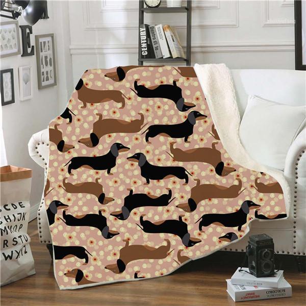

Blankets .WENSD 2022 Dachshund Sherpa Fleece Blanket Cartoon Colorful Plush Throw For Kid Adult Dog Puppy Thin Quilt DropShip