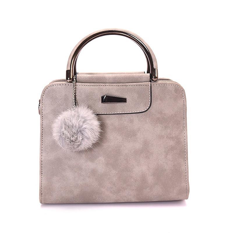 

Handbag Women Casual Tote Bag Female Large Shoulder Messenger Bags High Quality PU Leather Handbag With Fur Ball Bolsa, Pink
