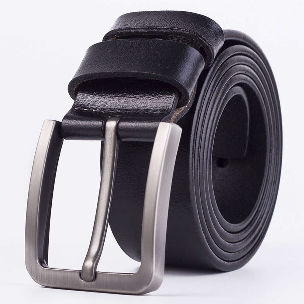 

Men's leather belt casual pin buckle leather belt men's trouser belt, Black