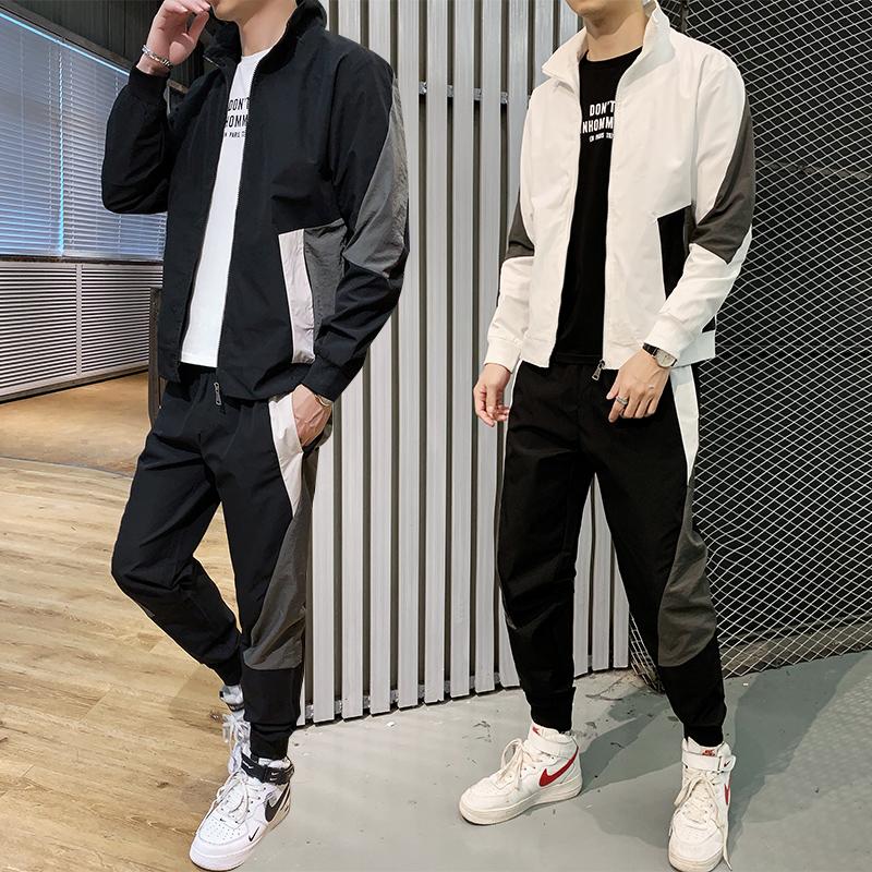 

Male Tracksuit Harajuku Joggers Suit Sets Reflective 2020 New Hiphop 2 PCS Hoodies + Pants Sporting Mens Clothing, White