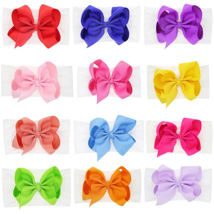 

10PCS Ribbon Hair Bows Baby Headband Elastic Nylon Hair Band Infant Turban Toddler Girls Christmas Headwrap Accessories