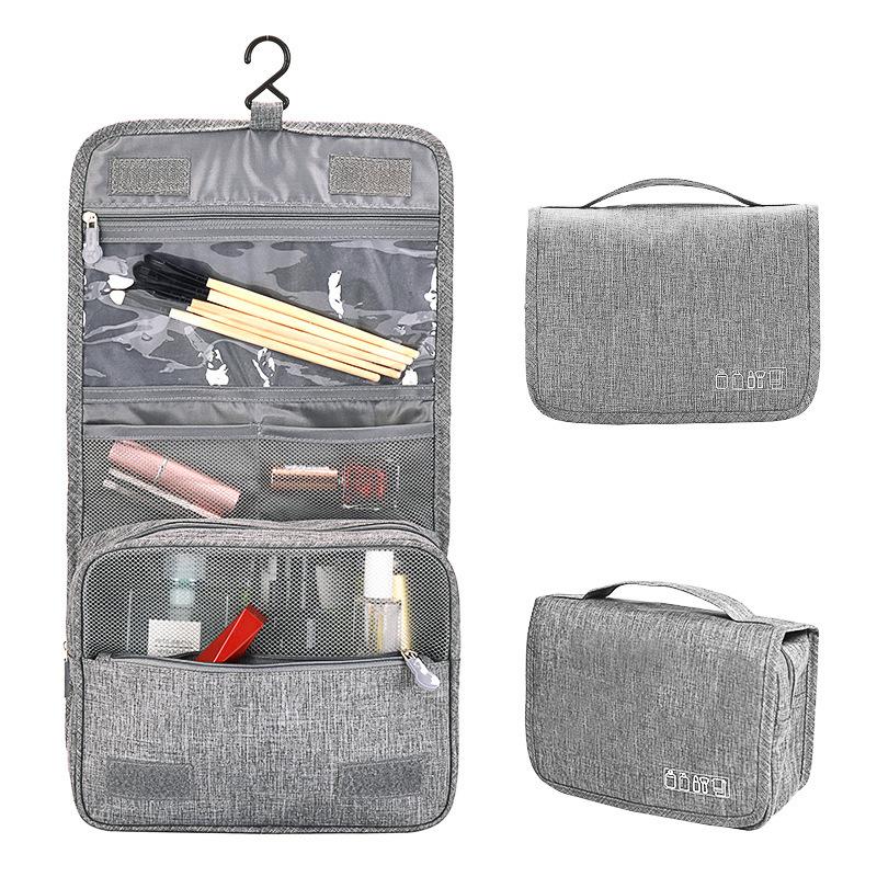 

Waterproof Travel Nylon Cosmetic Bag For Men Women Large Capacity Portable Hanging Wash Toiletry Makeup Storage Bag Organizer, Black