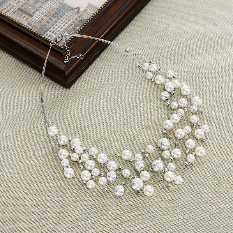 

Chokers Women Party Wedding Fashion Jewelry Gold Color Multi Layer Chains Imitation Pearl Necklaces Bride Necklace