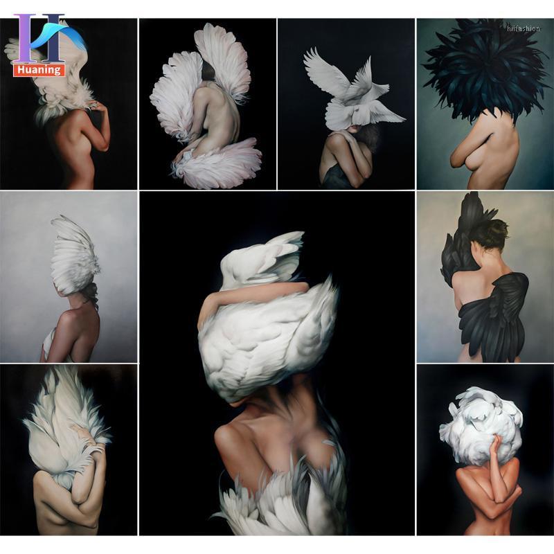 

Frame DIY Sexy Girl Paint By Numbers Feather Figure Picture Canvas By Numbers Modern Abstract Handpainted Oil Painting For Home1