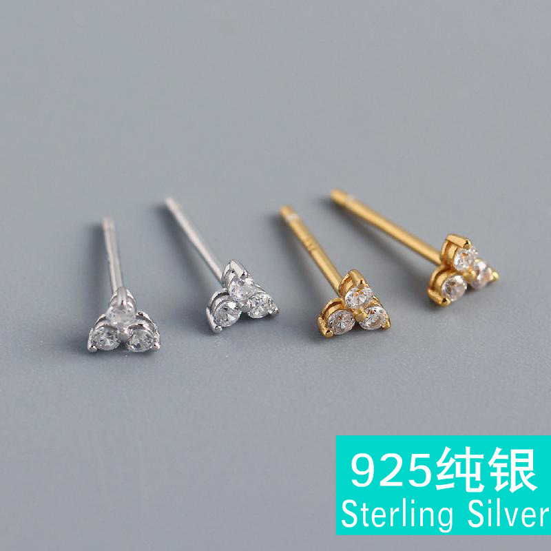 

Februaryfrost Brand Fashion Minimalist 925 Sterling Silver Earrings for Women Cartilage Helix Three Ball Small Stud Earrings Piercing Jewelr