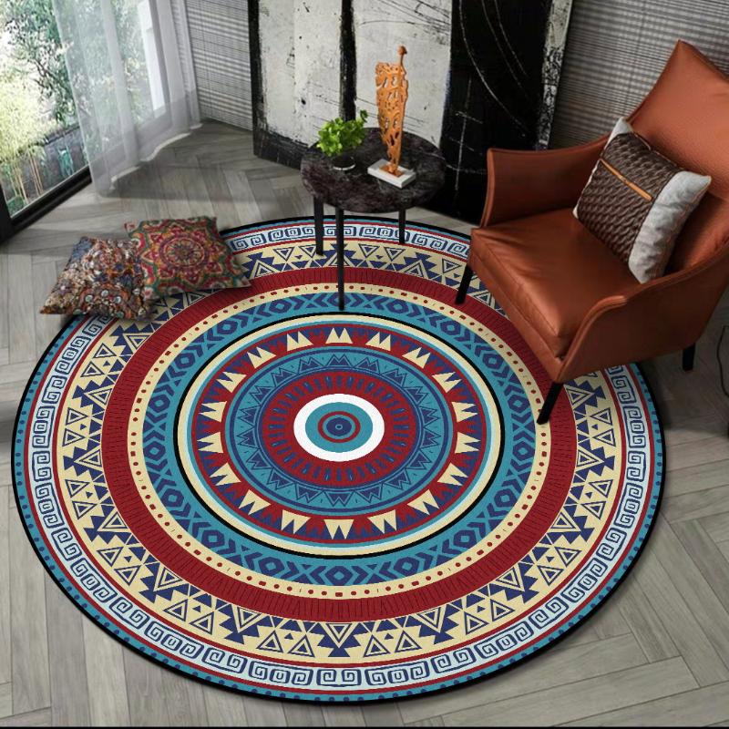 

Bohmian geometric national wind living room bedroom hanging basket chair non-slip round mat carpet custom, Geometry