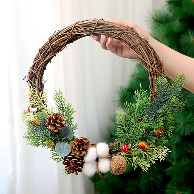 

30cm Wedding Natural Rattan Wreath DIY Christmas Wedding Decoration Garland Material for Home Door Wall Ornament 05