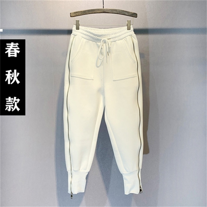 

New Gross 2021 Hot Zip Up Sweatpants Winter Casuap Woman Pants Streetwear Sports Z76a 6EQ8, White