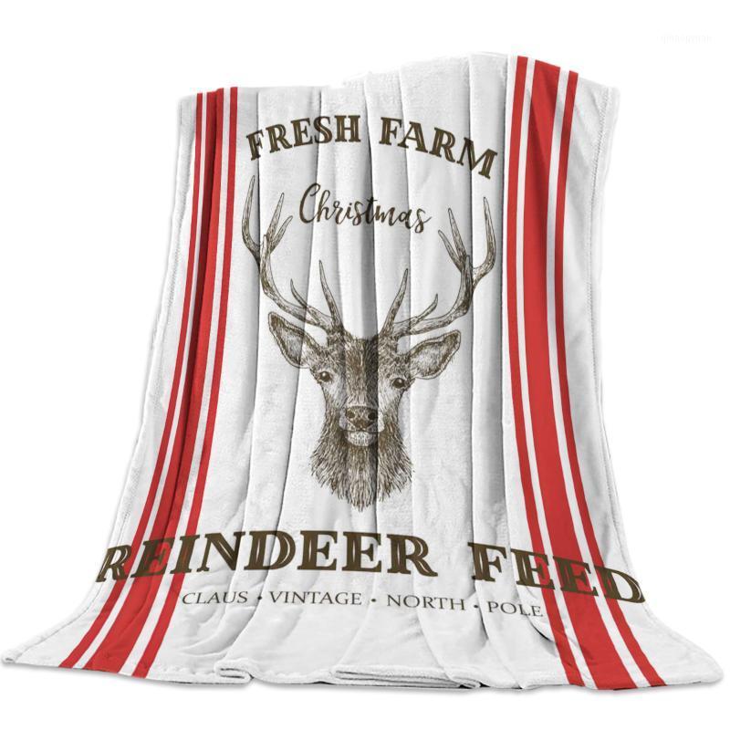 

Christmas Elk Farm Red Stripes Throw Blanket Warm Microfiber Blanket Bedroom Sofa Supplies Blankets for Beds1