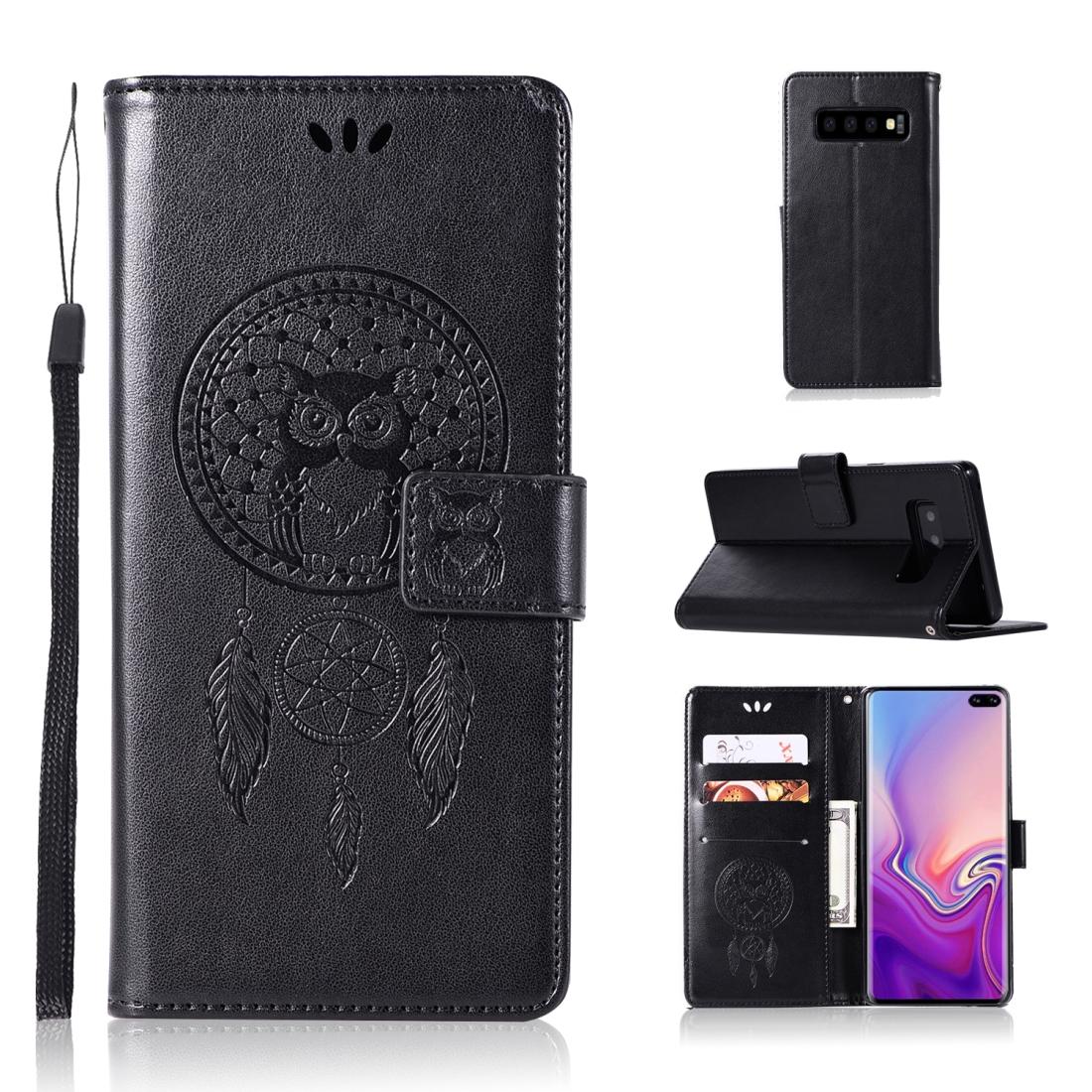 

Wind Chime Owl Embossing Pattern Horizontal Flip Leather Case with Holder Card Slots Wallet For Galaxy S10