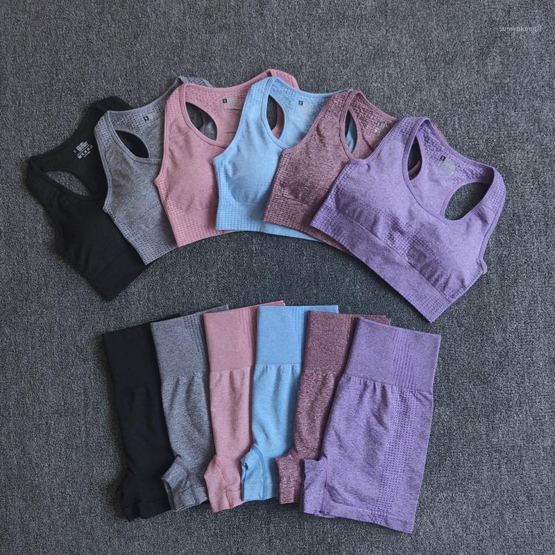 

Women Seamless 2PCS Yoga Set Sports Bra High Waist Fitness Gym Shorts Gym Set Running Sportswear Workout Clothes Sports Suits1, 2pcs green 09
