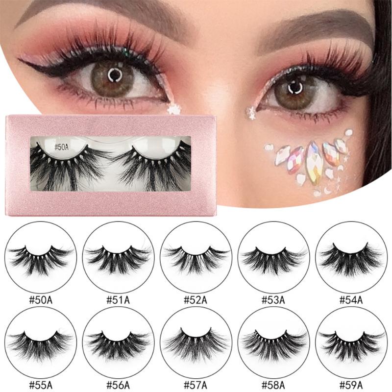

1Pair 20-25mm Fake Eyelashes 3D Mink Lashes Makeup Long 5D Real Mink Eyelashes In Bulk Thick Fake Lashes Eye Makeup Tool