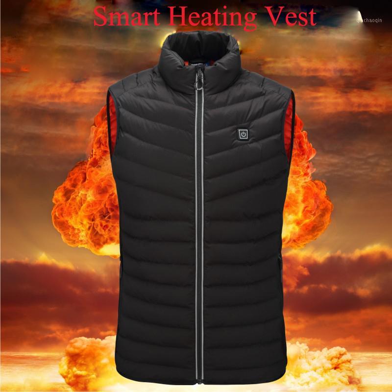 

Couples Winter Stand Collar Heating Cotton Vest Intelligent Men's Heated Jacket Climbing Adjustable Temperature Riding1, Black