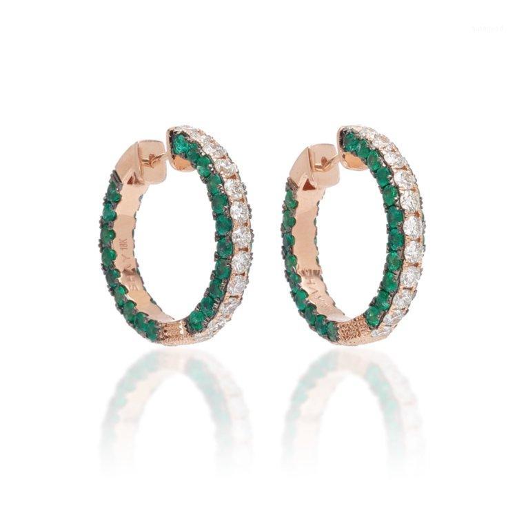 

Hoop & Huggie 22mm Micro Pave Cz Circle Earrings With Blue Red Stone Mix Rainbow White Gold Earring Girl Women Jewelry1