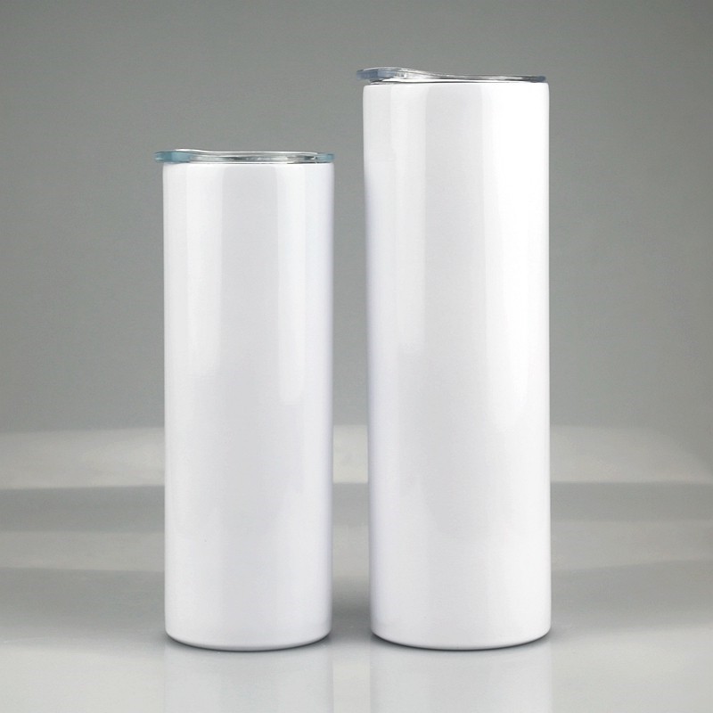 

Sublimation Straight Sk inny Tumbler Stainless steel blank white skinny cup with lid Cylinder bo ttle free fast sea shipping EWC3606