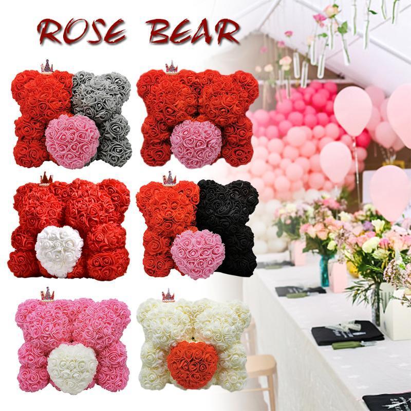 

Valentines Day Gift 25cm Red Bear Rose Teddy Bear Rose Flower Artificial Decoration Christmas Gift For Women Girl1
