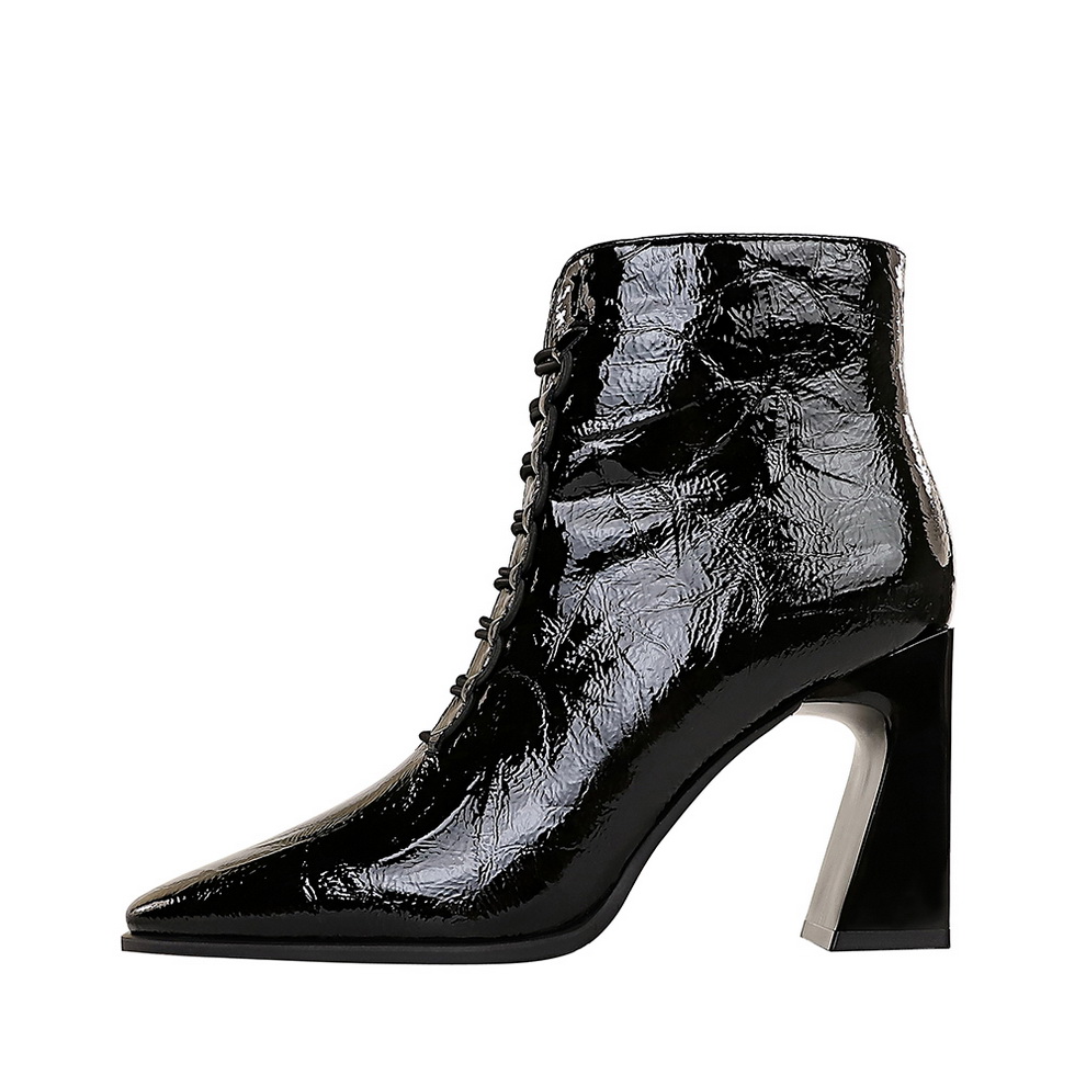 

2021 Women Stretch Boots 8.5cm High Heels Fetish Women Ankle Boots Stripper White Low Heels Warm Female Autumn Winter Shoes, Black