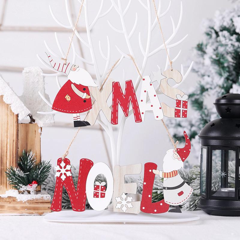 

Christmas Hanging Sign Wooden Door Wall Hanging Ornaments Board Xmas Noel Christmas Wooden Pendant For Holidays Decor
