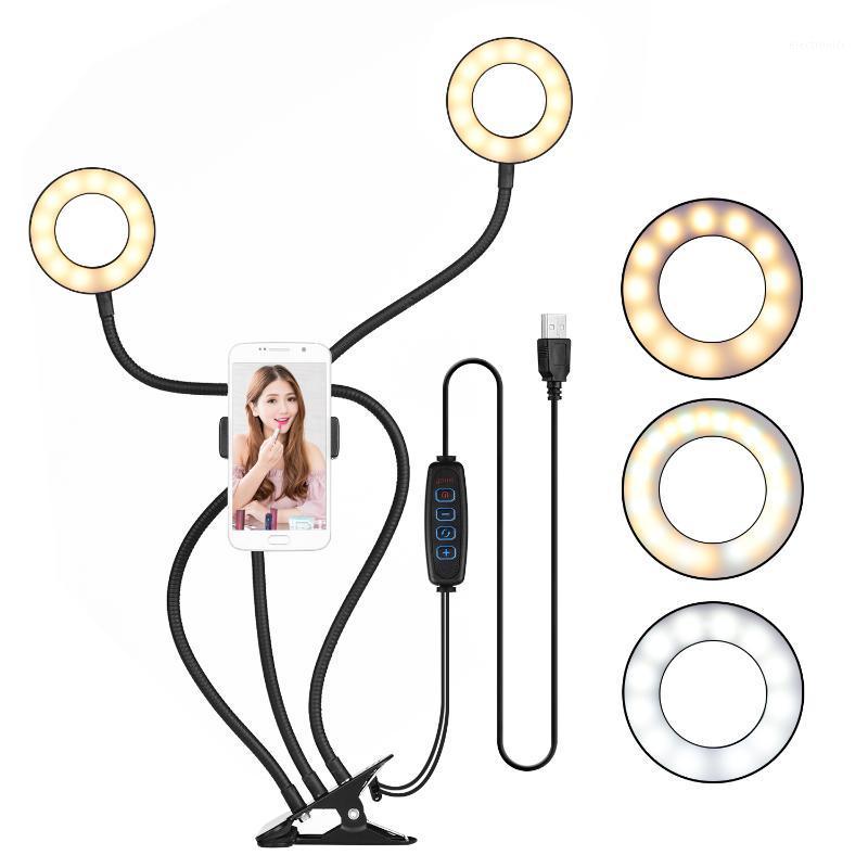 

Andoer Clip-On Mini USB Ring Light Fill-in Lamp Dual Lights with Phone Holder for Live Streaming Video Singing Chatting Selfies1