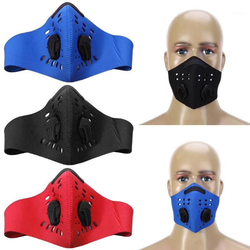

Motorcycle Cycling Biker Face Mask Cover PM2.5 Filter 2 Exhale Valves Mouth-Muffle Dust Mask Bicycle Moto Protective Face Shield1, Black