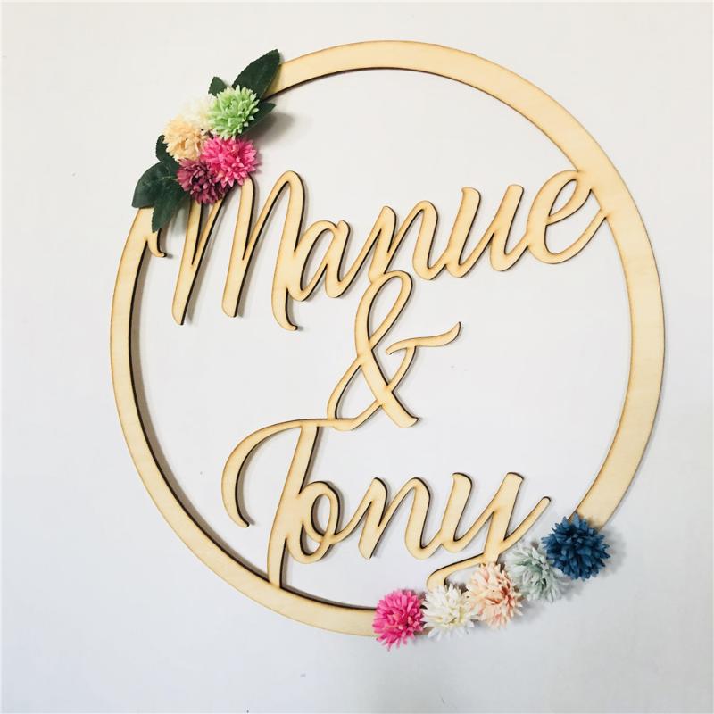 

Other Event & Party Supplies Custom Wreath Wooden Wedding Circle Hanging Personalized Couples Name Flower Sign Romantic Marriage Decorations