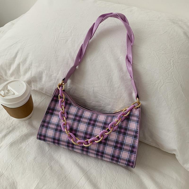 

Armpit baguette checked single shoulder frog bag