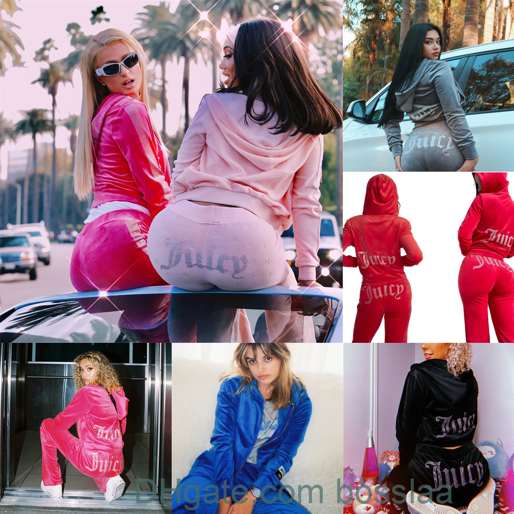 

Designer Women Velvet Tracksuits Hoodies 2 Piece Jogger Sets Zippers High Waist Long Sleeve Coat Trousers Sweatsuit Velour Suit, Black