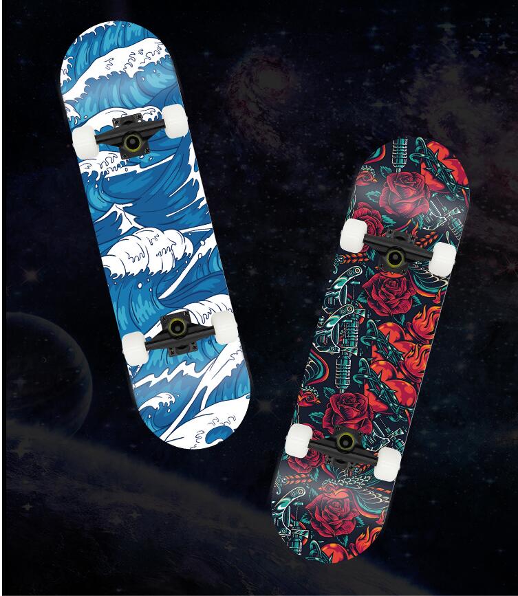 Skateboarding double rocker four-wheel scooter with a variety of styles configuration and wholesale customized skateboard-image-649735670