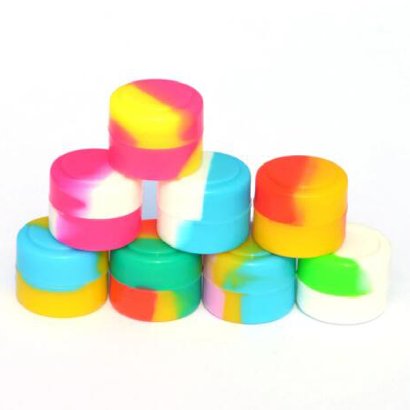 

New Color Round Silicone Boxes Jars 2ML Mini Smoke Oil Smoke Cream Display Boxes Container Silicone Jars Dab Wax Container VT1972, Multi colors