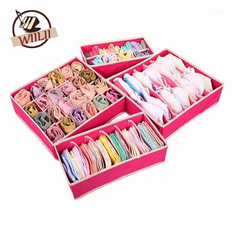 

Foldable Beige Rose Boxes For Underwear Bra Socks Tie Lingerie Organizer Divider Wardrobe TIdy Caixa Desktop Storage Box Supply1