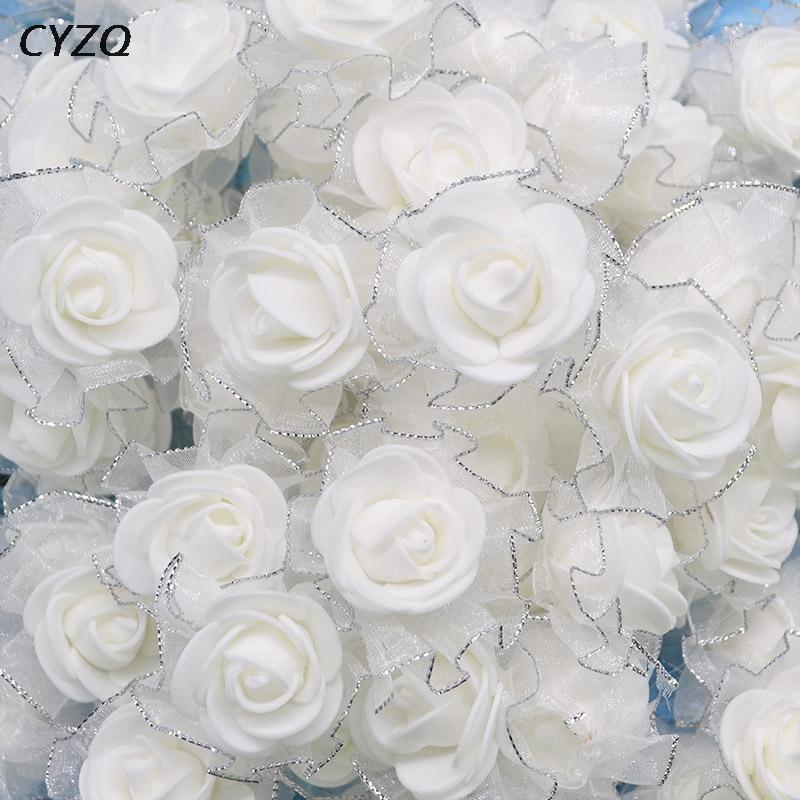 

20Pcs/Lot 4cm PE Foam Silk Rose Artificial Flowers Heads for Wedding Home Decoration DIY Scrapbooking Wreath Fake Rose Flower1, White