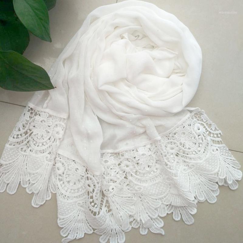 

Women Scarf Plain Warm Multi Purpose Lace Edges Cotton Blend Shawl Maxi Breathable Muslim Fashion Dots Rhinestone Autumn Winter1