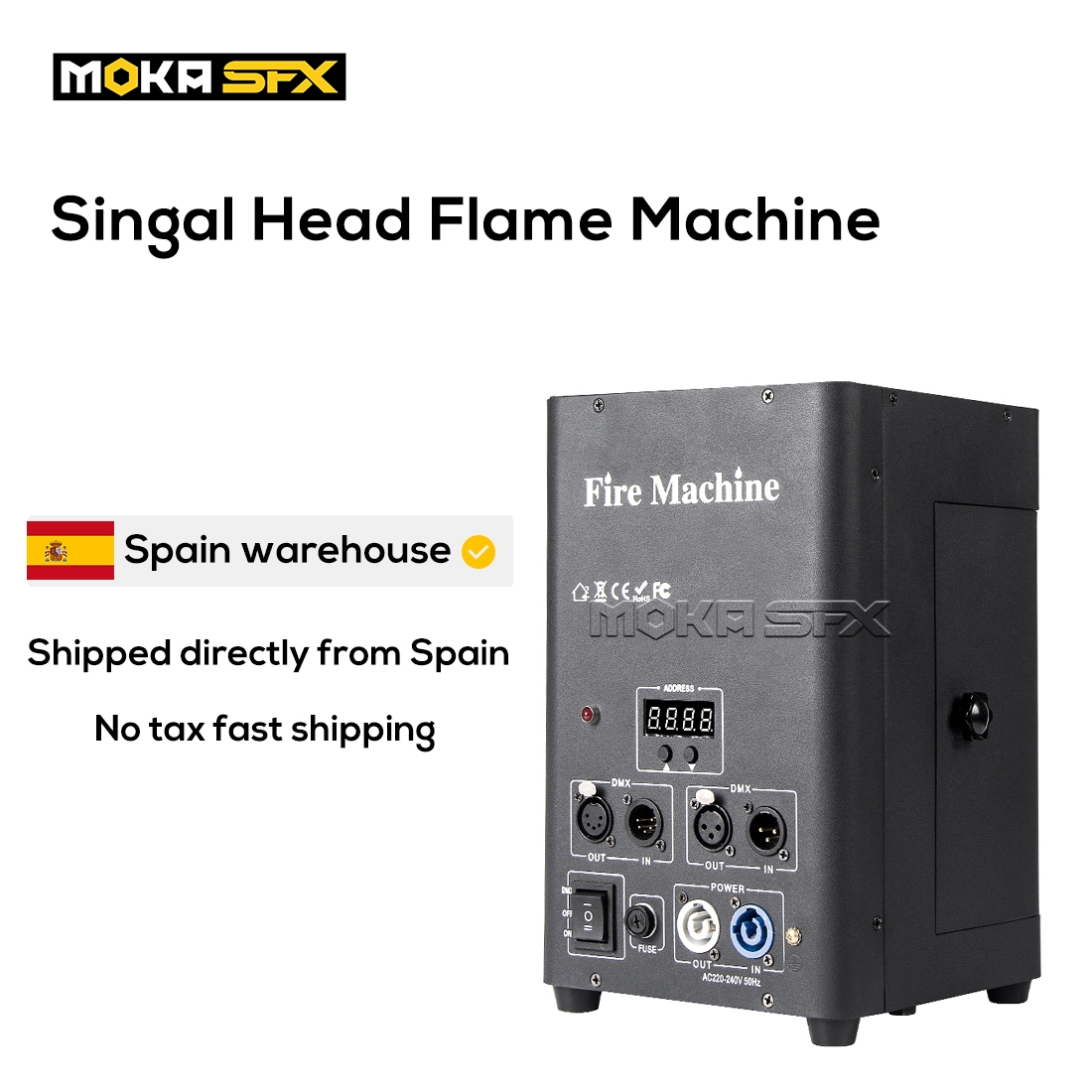 

Shipped from Spain Fire Machine Stage Effects One Head Flame Machine Spray 4M DMX Control Fire Projector with Safety Channel for Nightclub