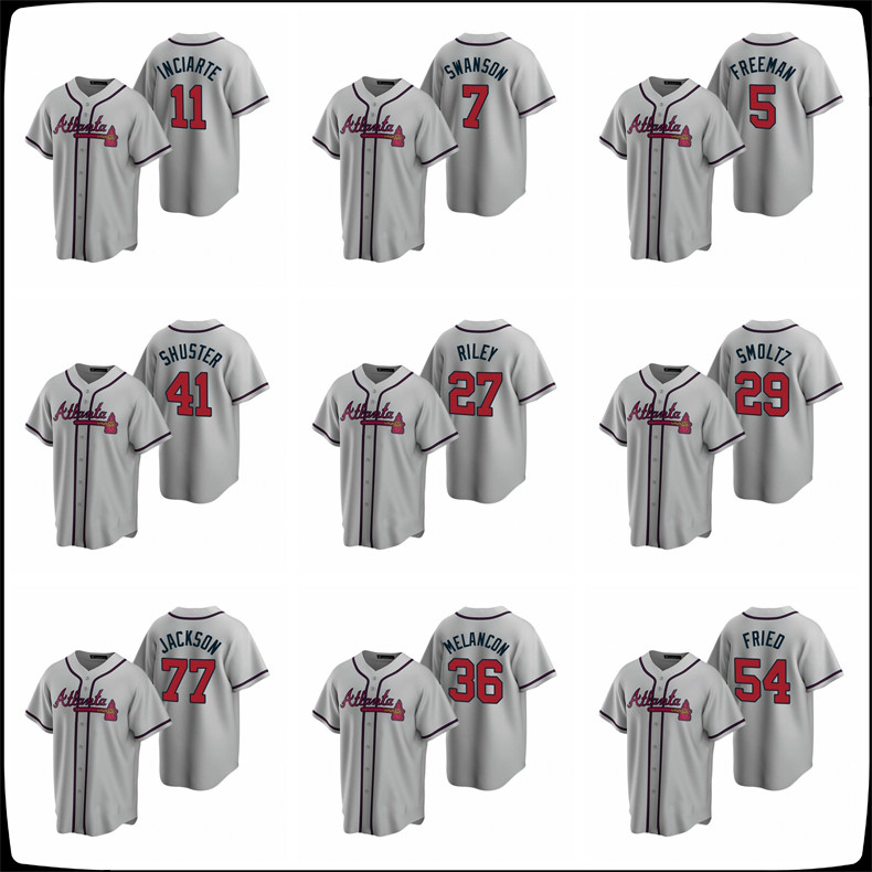 

Atlanta Braves Men's Shuster Gray Erlin Melancon Draft Smith Road Riley Jackson Greene Soroka Newcomb Acuna Jr. Albies Jersey, Black