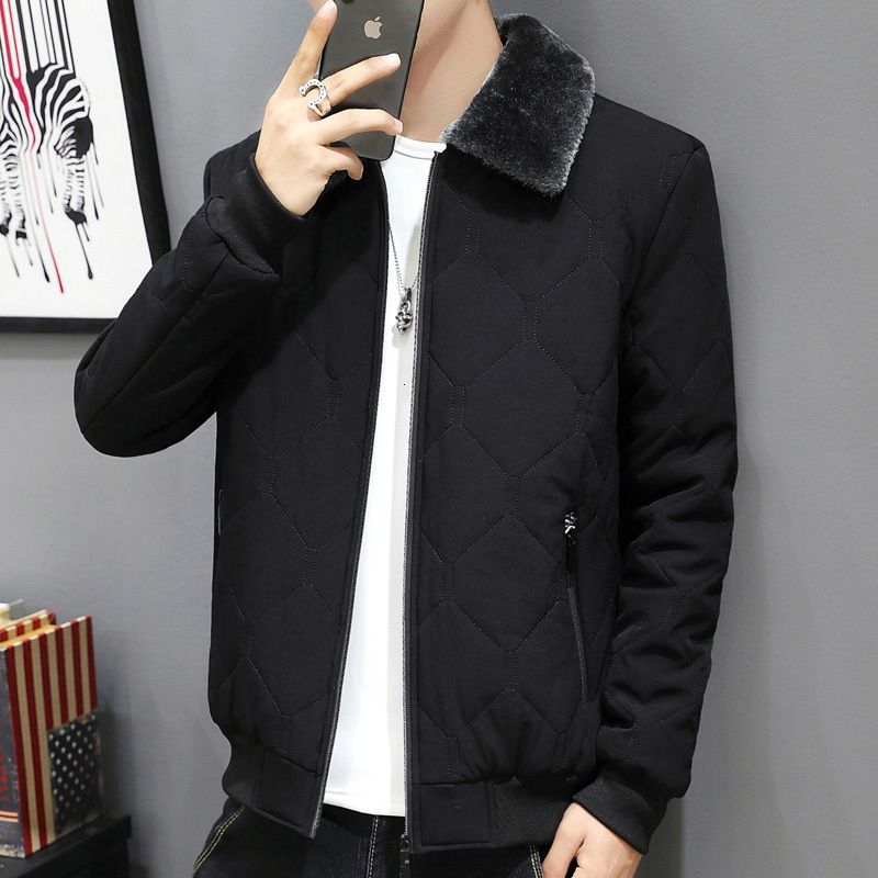 

2021 New Masculino-acolchoado Outono Inverno Novo Fino Puro Curta Algodo-acolchoado Casuais Juventude Masculino 0SLV, Black