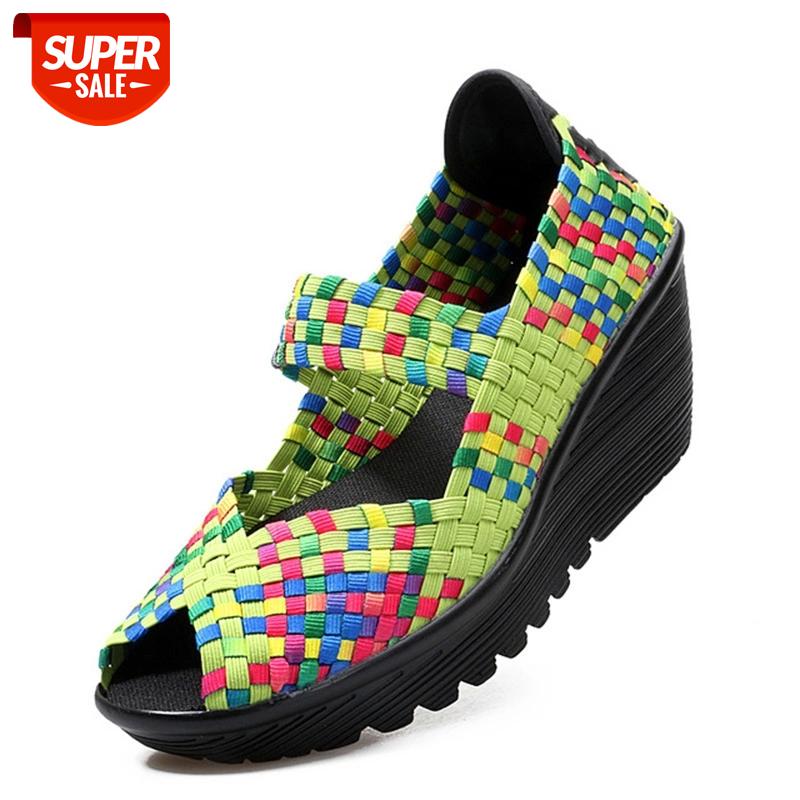 

TINO KINO Women Weave Peep Toe Wedge Pumps Ladies Slip On Fashion Platform Mixed Color Casual Increasing Shoes Plus Size #aB9o, Black