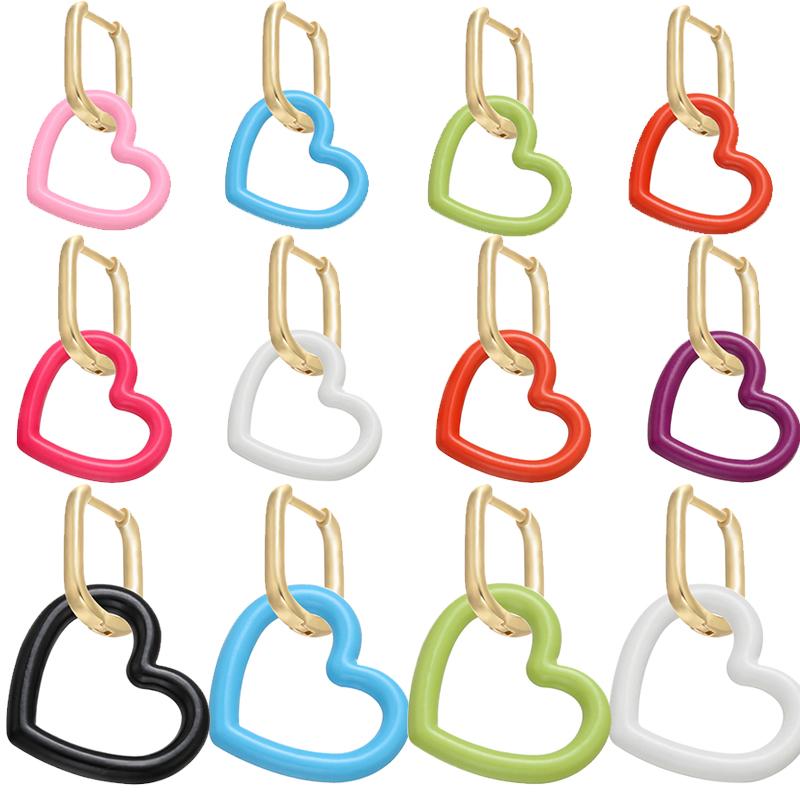 

Hoop & Huggie ZHUKOU 1 Piece 2021 Big/small Heart Gold/silver Color Earrings Multicolor Women For Summer/Autumn Jewelry VE204