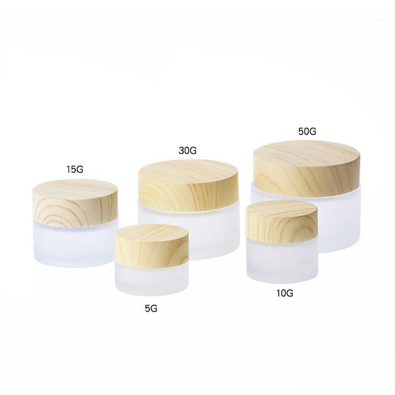 

Cheap Price 5g 10g 15g 30g 50g 100g Frosted Clear Empty Cosmetic Jars Makeup Cream Face Refillable Containers With Bamboo Cap1