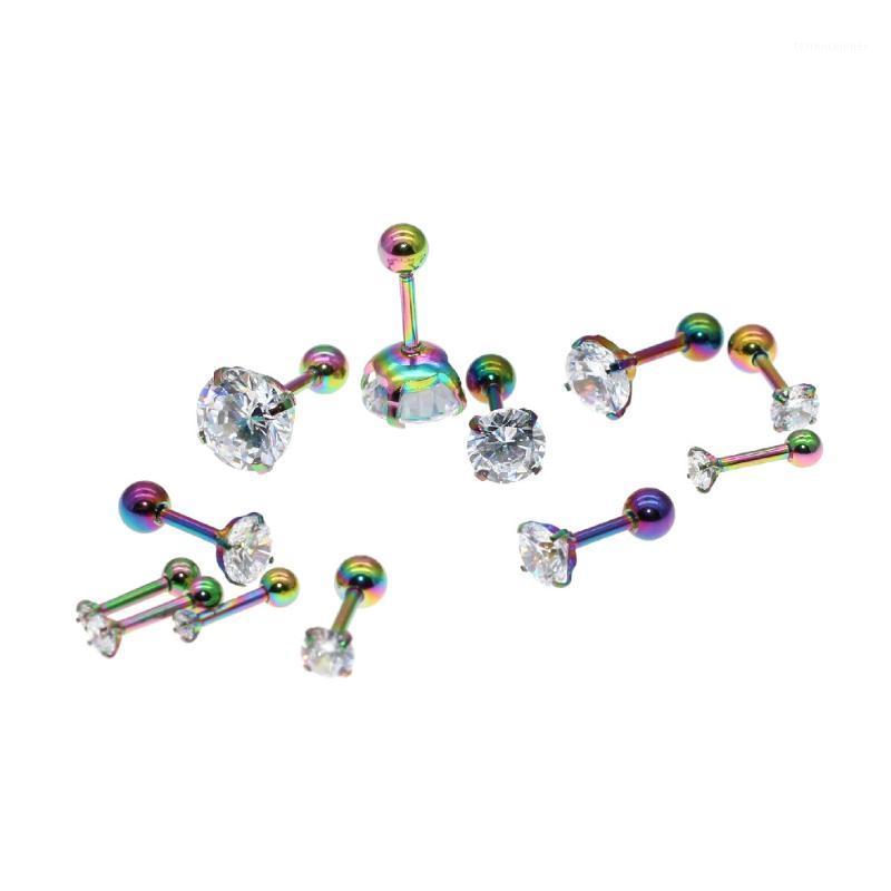 

Stud Needle 1.2*6MM Stainless Steel Screw-back Zircon Earrings Colorful Plated No Easy Fade Allergy Free1