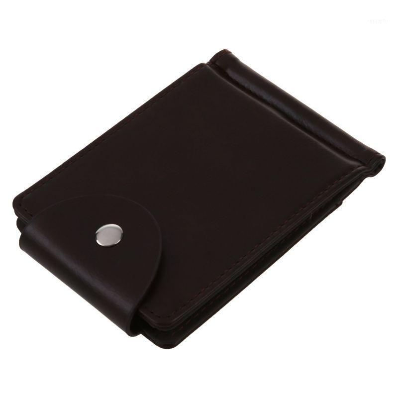 

Ultra-thin Slim Men Leather Money Clip Wallets ID Holder Coin Purse1, Brown