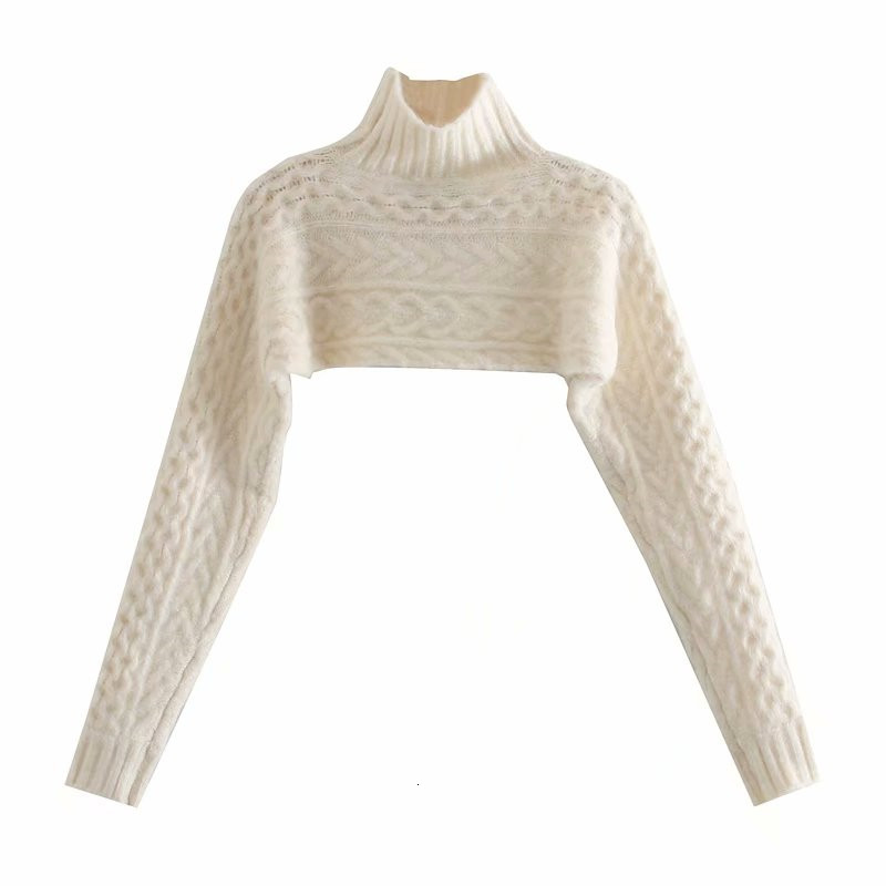 

2021 New Elegante Gola Alta Camisola Curta Moda Senhoras Toro Pulver Streetwear Feminino Doce Malha Topos Chique Menina 1keh, White