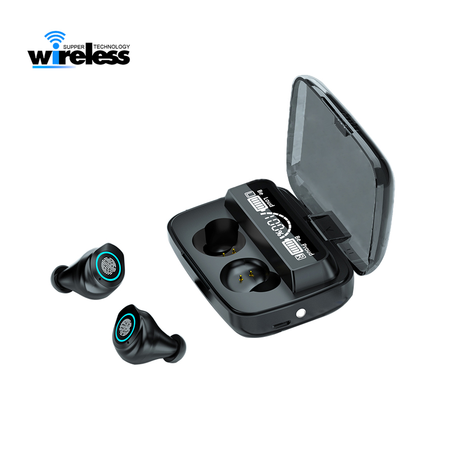 

TWS m17 Bluetooth Earphone Wireless Headphones Stereo Sport Wireless Earphones Touch Watyerproof headset earbuds with Microphone 2000mAh, Black