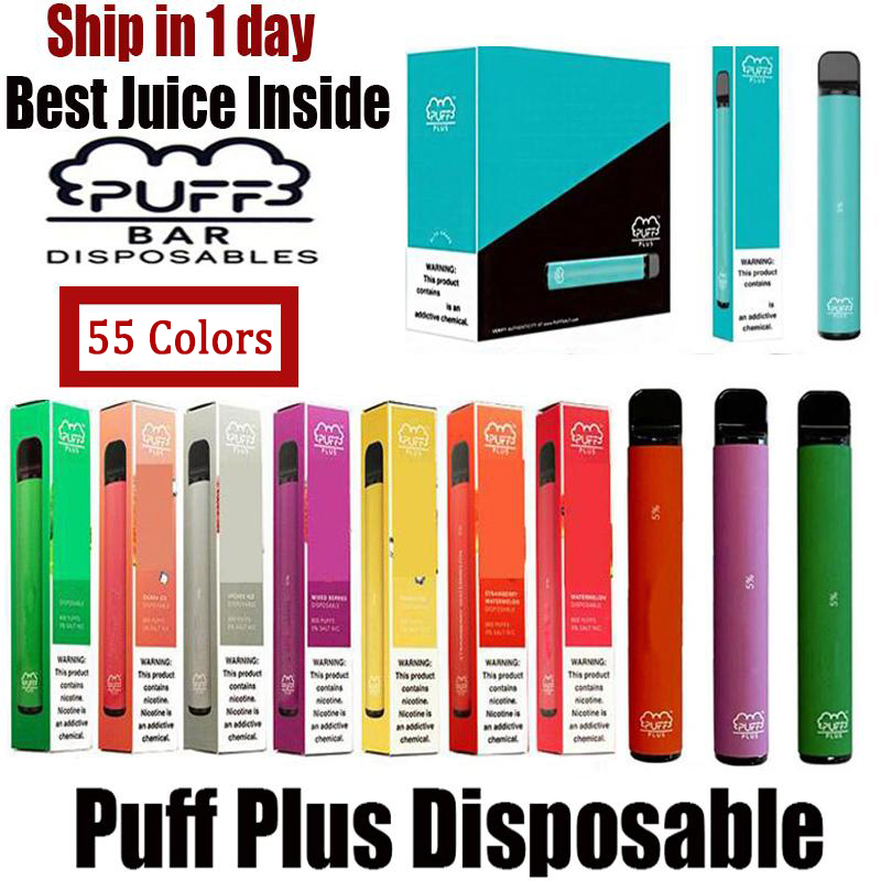 

Newest PUFF BAR PLUS Disposable 800+Puff Pod Cartridge 550mAh Battery 3.2mL Pre-Filled Vape Pods Stick Style 55 Colors Portable Vaporizer