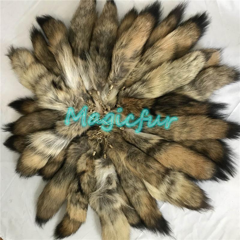 

1 Lot Fur Tail Bush wolf coyote tail Real Fur Keychain Tassel bag charm Key Ring1