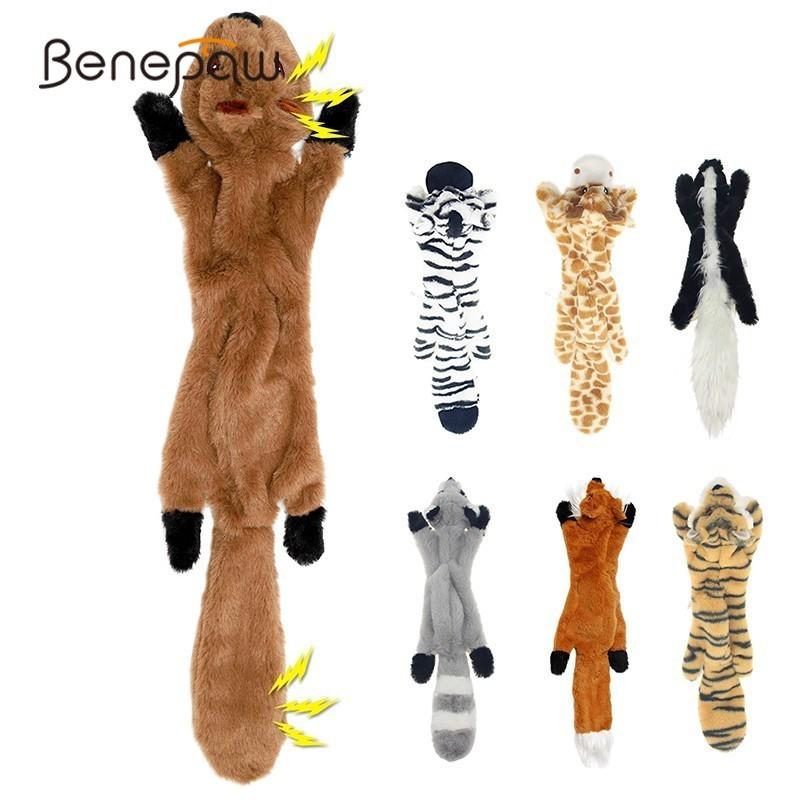 

Benepaw Interactive Dog Plush Toy Squeaker Durable Unstuffed Squeaky Toy Pet Safe Medium Large Dog Toys Animals Machine Washable